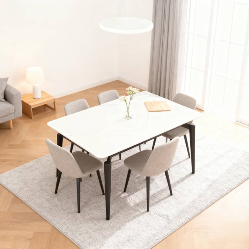 Sintered Stone Dining Table for 6, Rectangular Dining Table with Legs