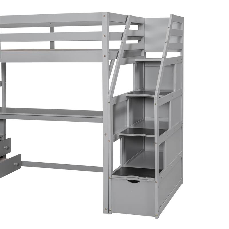 Twin Pine Loft Bed with Desk and Storage