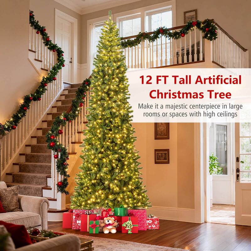 Costway 12 FT Artificial Christmas Tree & Quick Power Connector 2536 - Green - See Details