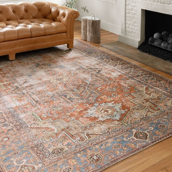 slide 2 of 13, Alexander Home Tremezzina Printed Distressed Geometric Area Rug 2'3" x 3'9"