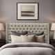 preview thumbnail 1 of 11, Madison Park Amelia Upholstered Wingback Headboard with Button Tufting & Nailhead Trim Beige Woven - King