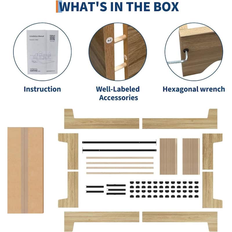 Wood Platform Bed Frame, with Strong Wooden Slats