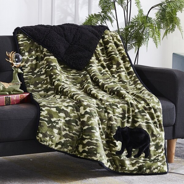 Hooded weighted velvet sherpa throw sales