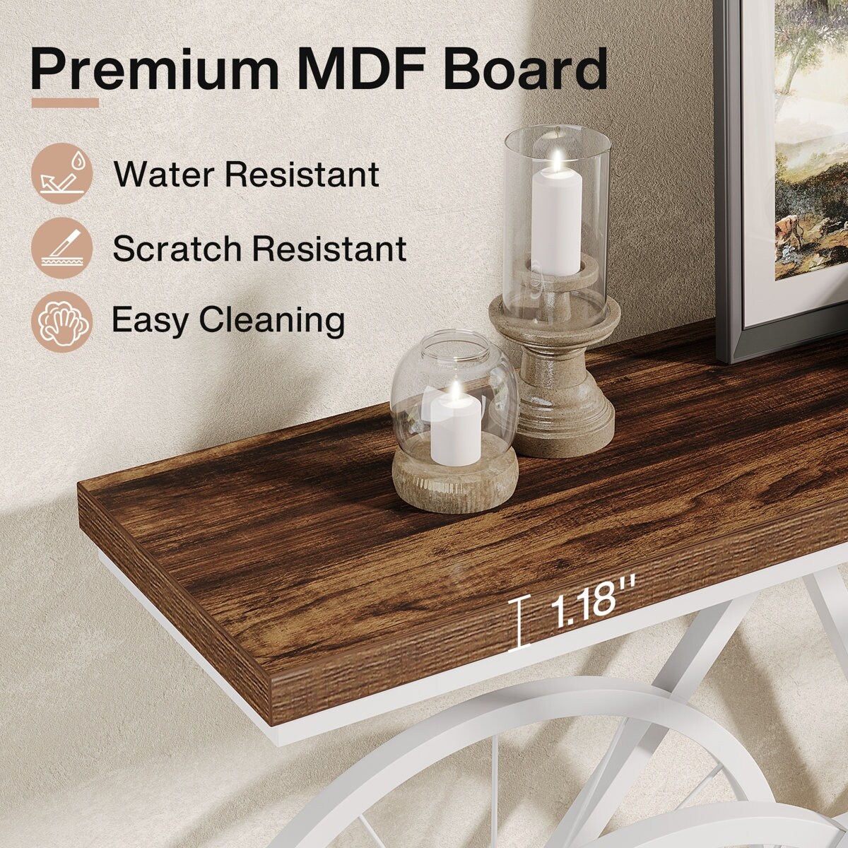 70.9 inch Extra Long Console Table with Bicycle Base, Narrow Sofa