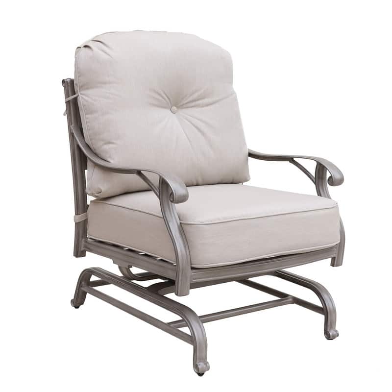 Ventura Cast Aluminum Club Motion Chair with Cushion (Set of 2) - Heritage Grey/Sand Dollar