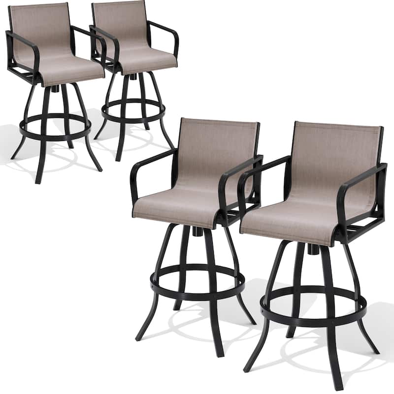 Outdoor Patio Aluminum Sunbrella Fabric Swivel Barstools - AUGUSTINEASHE-4PC