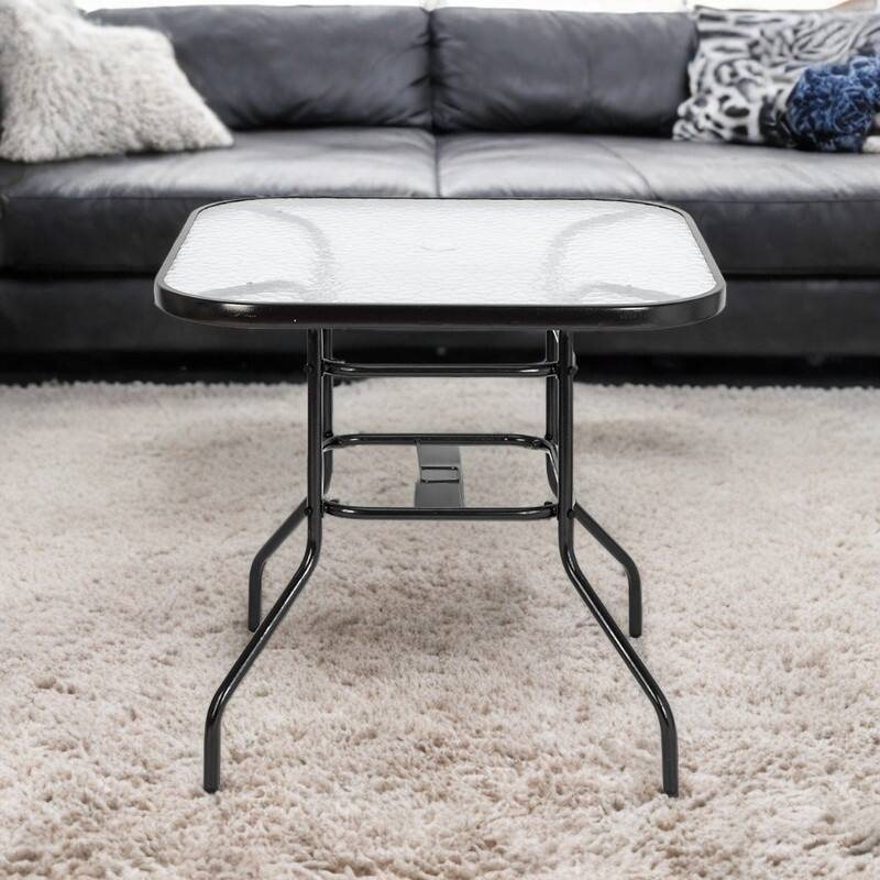 31"Outdoor Dining Table Toughened Yard Garden Glass Table
