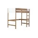 preview thumbnail 11 of 12, Twin Size Loft Bed Natural Bed Frame with Ladder, Guardrails, Underbed Desk, Teddy Fleece Fabric Headboard Footboard for Student