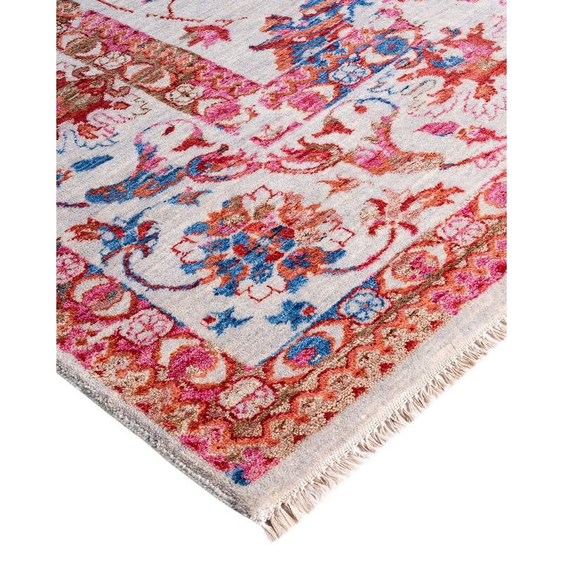 Ikat One-of-a-Kind Hand-Knotted Area Rug, Gray - 9' 3" x 12' 4"