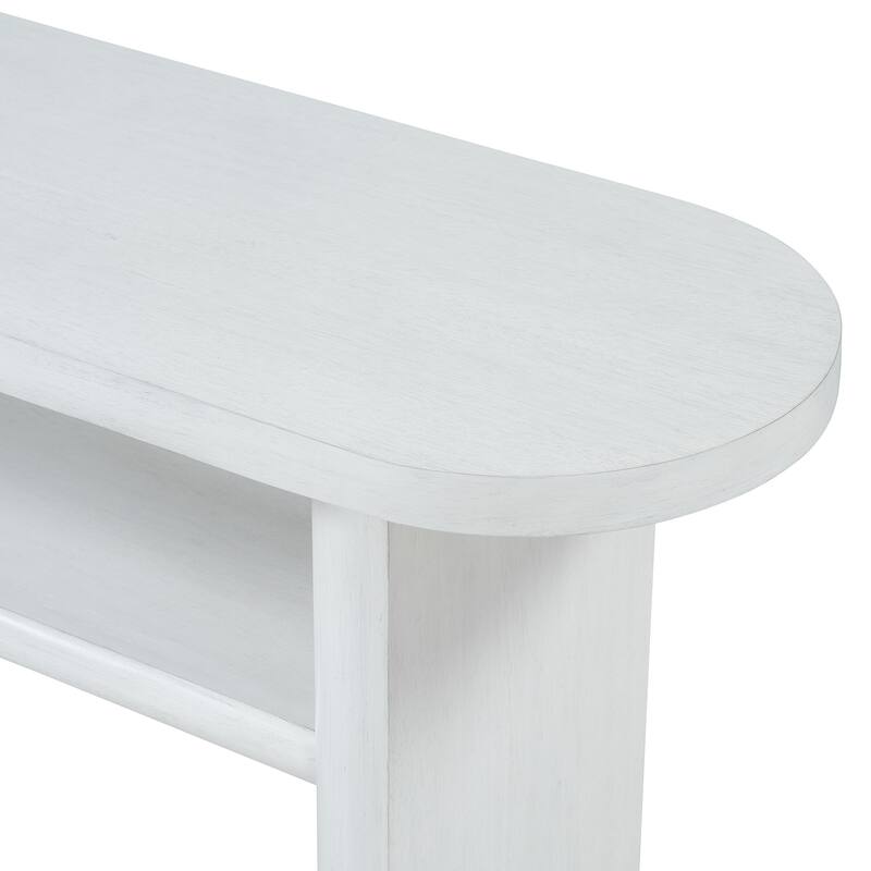 Elegant Minimalist Console Table with Rounded Edges and Sturdy Shelf Design for Entryway, Living Room(Antique White)