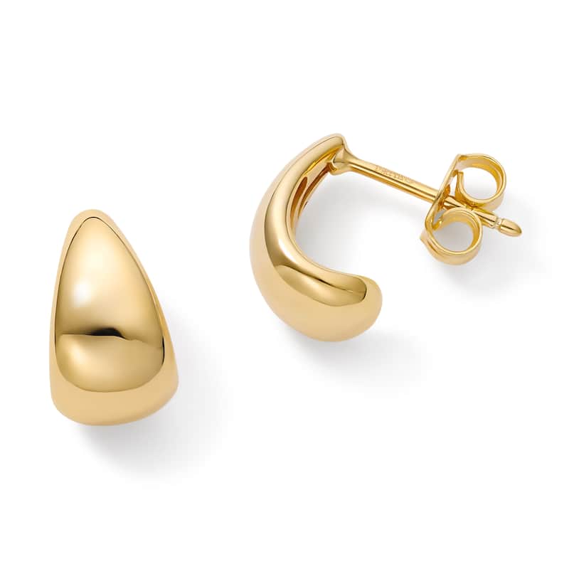 Clover 14K Yellow Gold High-Polish Curved Teardrop Stud Earrings