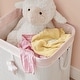 preview thumbnail 9 of 8, Pink/Cream Collapsible Folding Bamboo Kids Plush Laundry Hamper Toy Storage with Liner and Handles - Sleepy Teddy Bear
