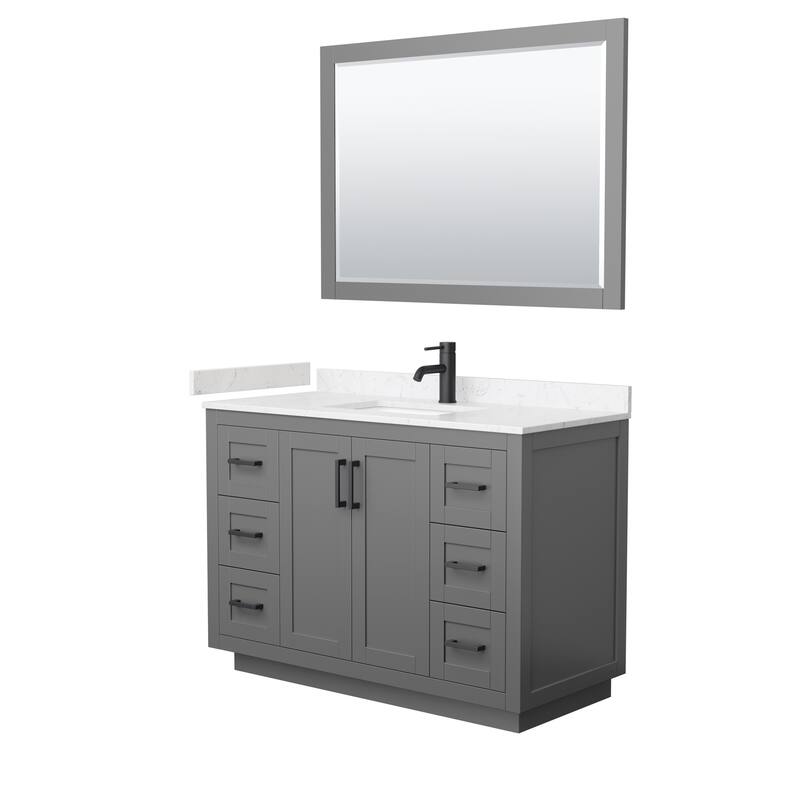 Miranda Single Vanity Set, Cultured Marble Top, 46-Inch Mirror