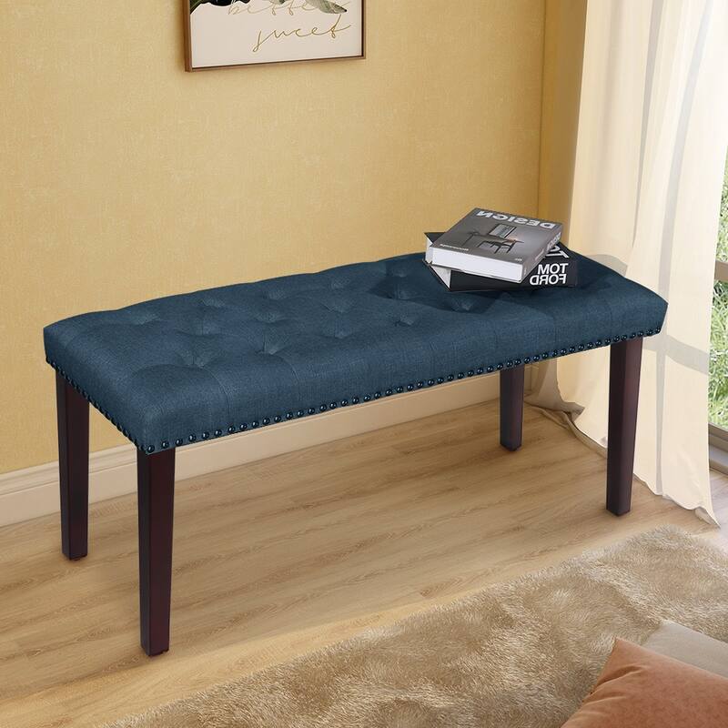 Maypex 38" Upholstered Bench - Denim Blue