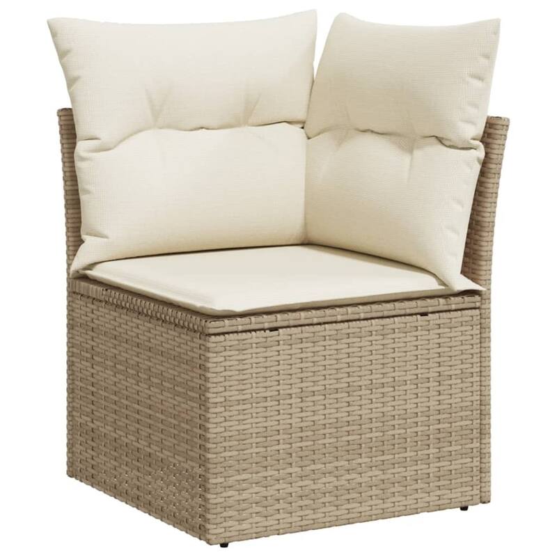 vidaXL Patio Sofa Set with Cushions Outdoor Furniture 10 Piece Poly Rattan - 24.4 x 24.4 x 27.2 in