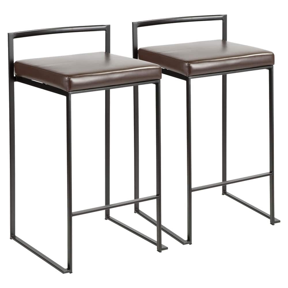 Porch & Den Forrest Contemporary Black Stackable Fully Welded Counter Stool (Set of 2)