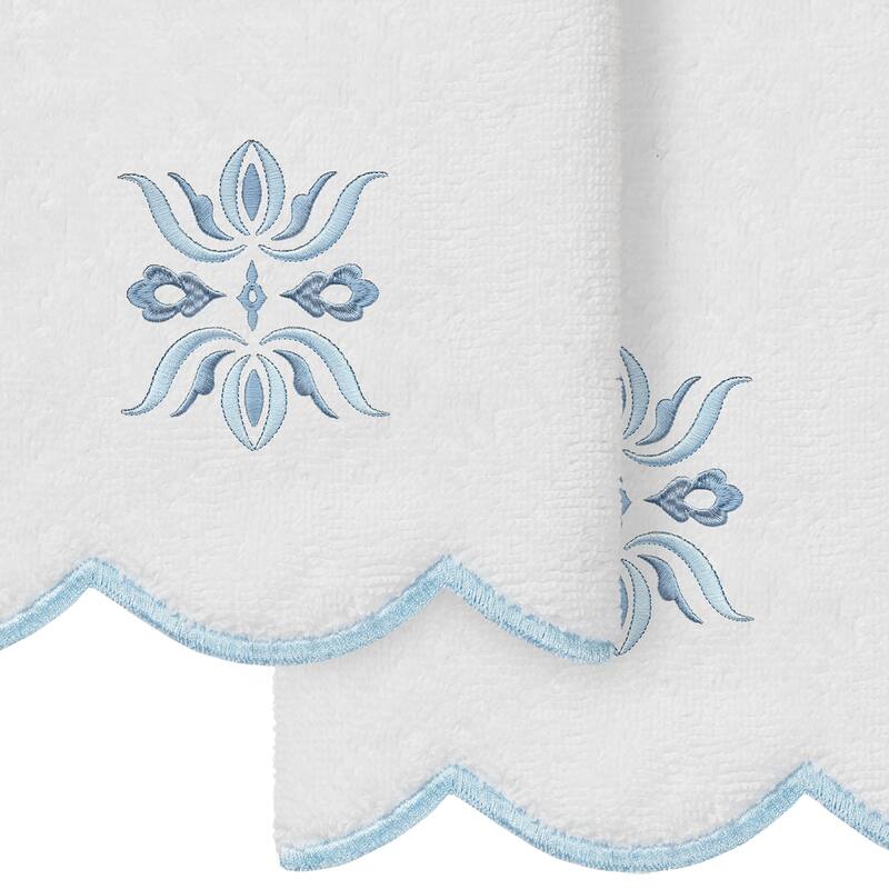 Authentic Hotel and Spa 100% Turkish Cotton FLOWER CREST Scallop Towel Collection