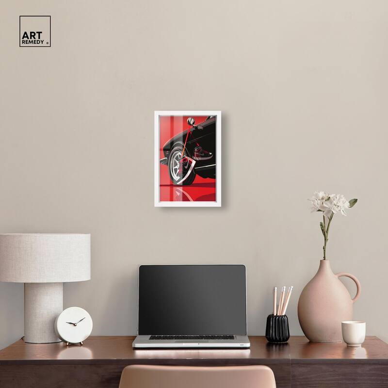 Red Bold Sneaker and Car Shadowbox by Art Remedy