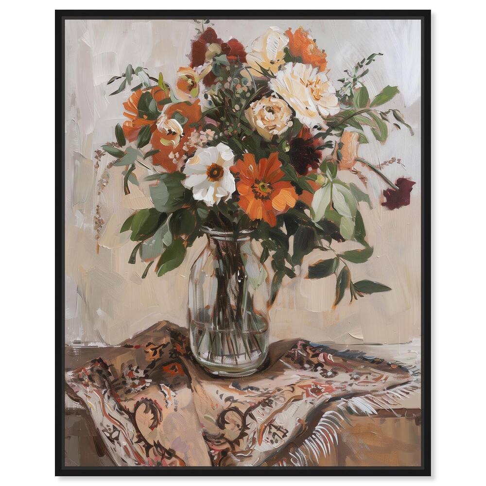 Delicate Glass Vase and Flowers Canvas by Art Remedy