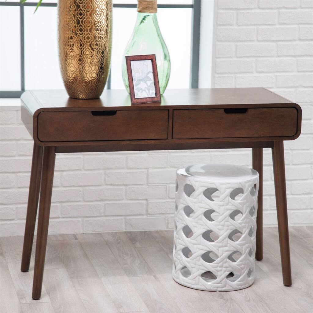 Daily Boutik Modern Classic Solid Wood Console Sofa Table in Walnut Wood Finish