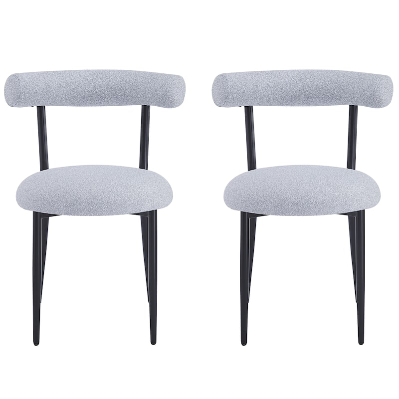 Open Back Upholstered Dining Chair Set of 2 Modern Kitchen Chairs with Metal, Fabric Dining Room Chairs for Living Room