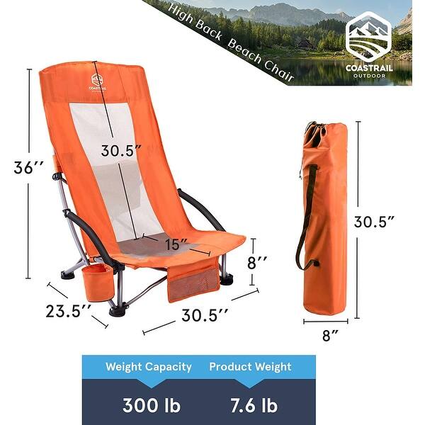 Outdoor Beach Chair High Back Folding Mesh Low Seat Sand Chair Bed