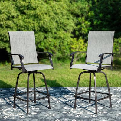 Oudoor All-weather Swivel Patio Bar Stools (Set of 2/4) - N/A