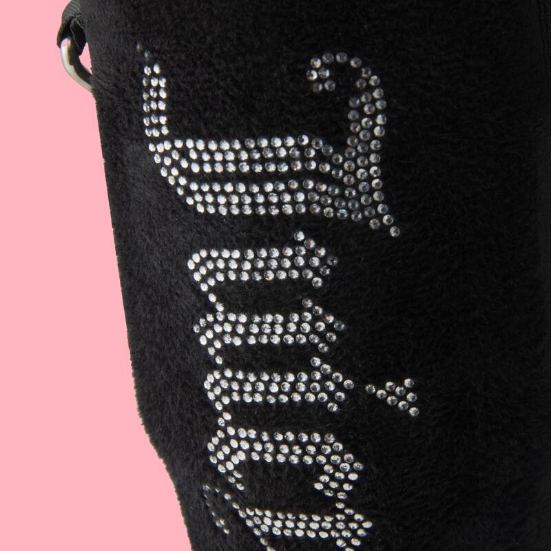 Juicy Couture Jetsetter Hydration Stainless Steel Tumbler with Handle, Straw & Topper with Velour Crossbody Pouch