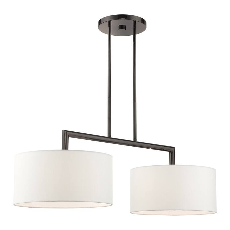 Livex Lighting 2 Light Black Chrome Linear Chandelier, 45492-46 - 35" L x 14" W x 18" - 48" Adj. H