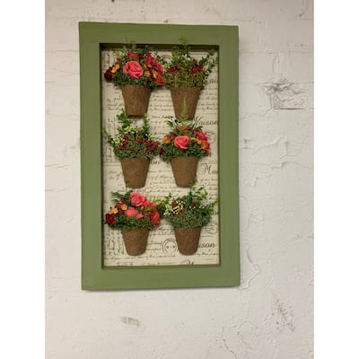 Roses in Ceramic Pot Wall Decor - Green