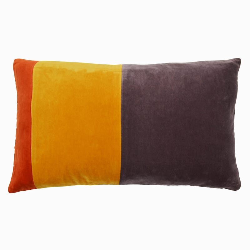 Jiti Indoor Rainbow Modern Contemporary Vertical Striped Cotton Velvet Rectangle Lumbar Pillows Cushions for Sofa Chair 12 x 20