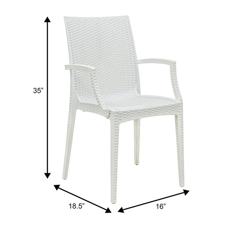 Mace Polypropylene Stackable Armrest Patio Dining Chair with Woven Design for Outdoor Dining Patio Indoor Gatherings