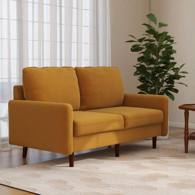 Velvet Loveseat Sofa With Wood Legs