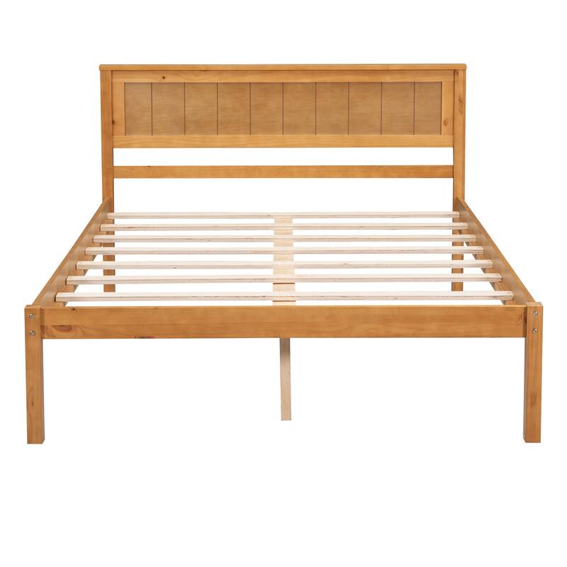 Platform Bed Frame with Headboard with Wood Slat Support