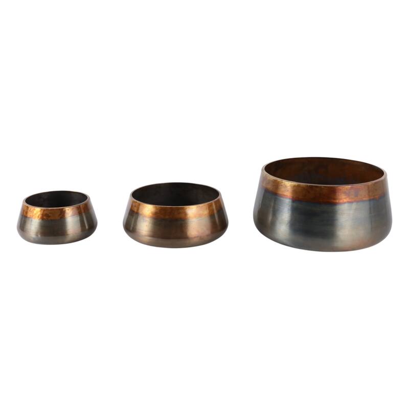 Metal Iron Planters Sleek Design Outdoor Decorative Accent (Set of 3) - 17" x 17" x 8.25"