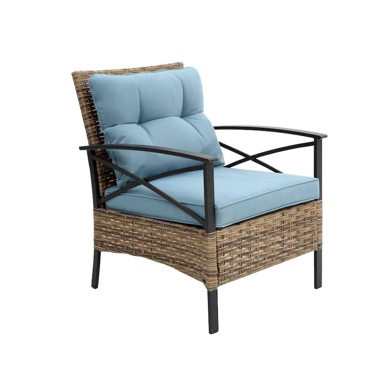 Outdoor Patio Furniture Set, 4 Piece Wicker Outdoor Conversation Set, Corner Sofa Set with Cushion and Side Table