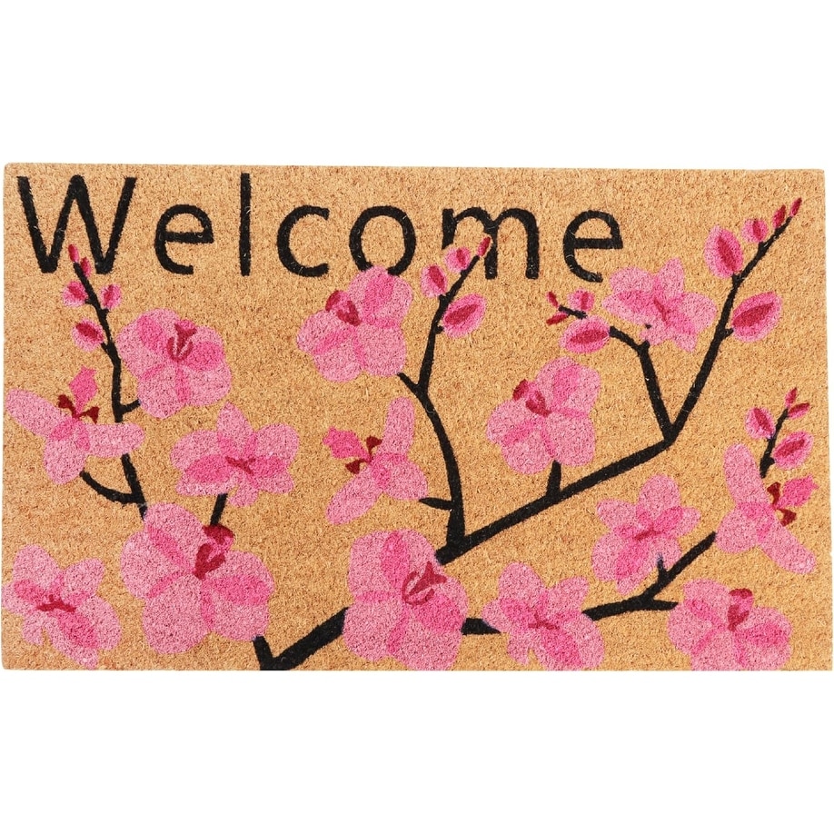 A1 Home Collections Natural Coco Coir Door Mat with Heavy Duty Non-Slip PVC Backing 18" x 30"