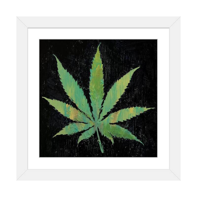 iCanvas "Pot Leaf " by Michael Creese - White - 16x16x1