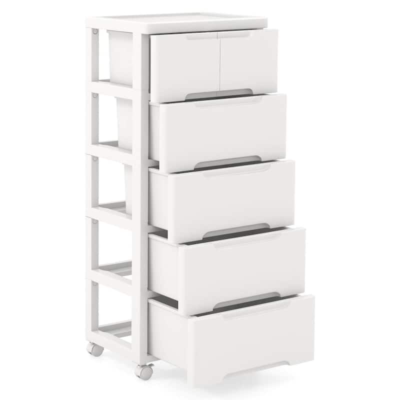 Costway 1 PCS 6-Drawer Plastic Rolling Storage Cart with 4 Universal - See Details