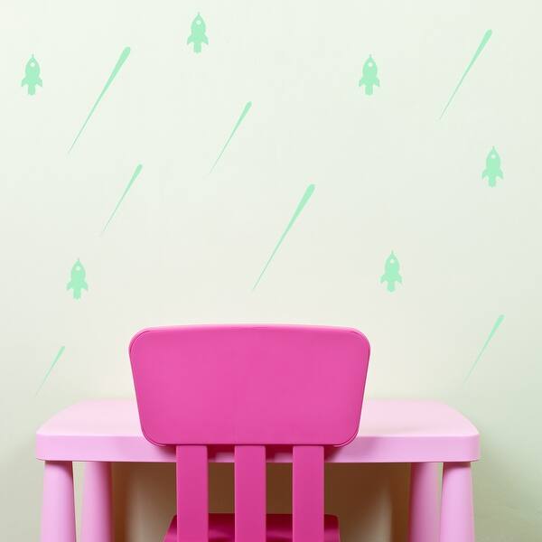 slide 2 of 6, Walplus Peel and Stick Wall Sticker Glow In Dark Meteor Showers Rocket
