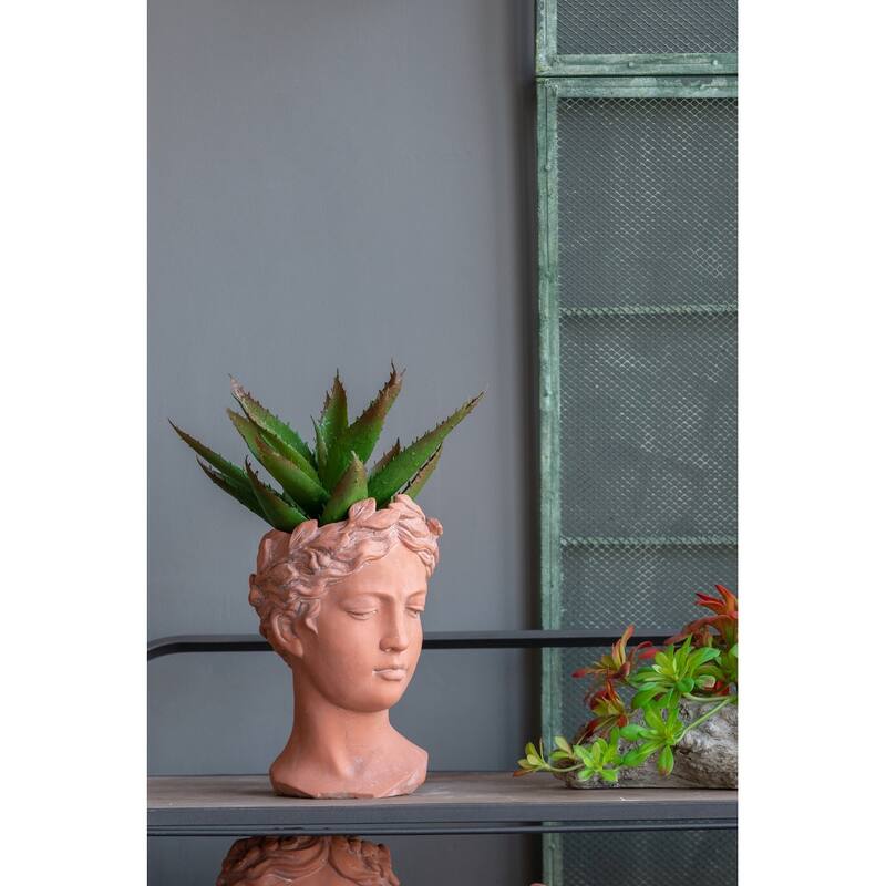 D6x9" Visage Head Bust Planter, Brown