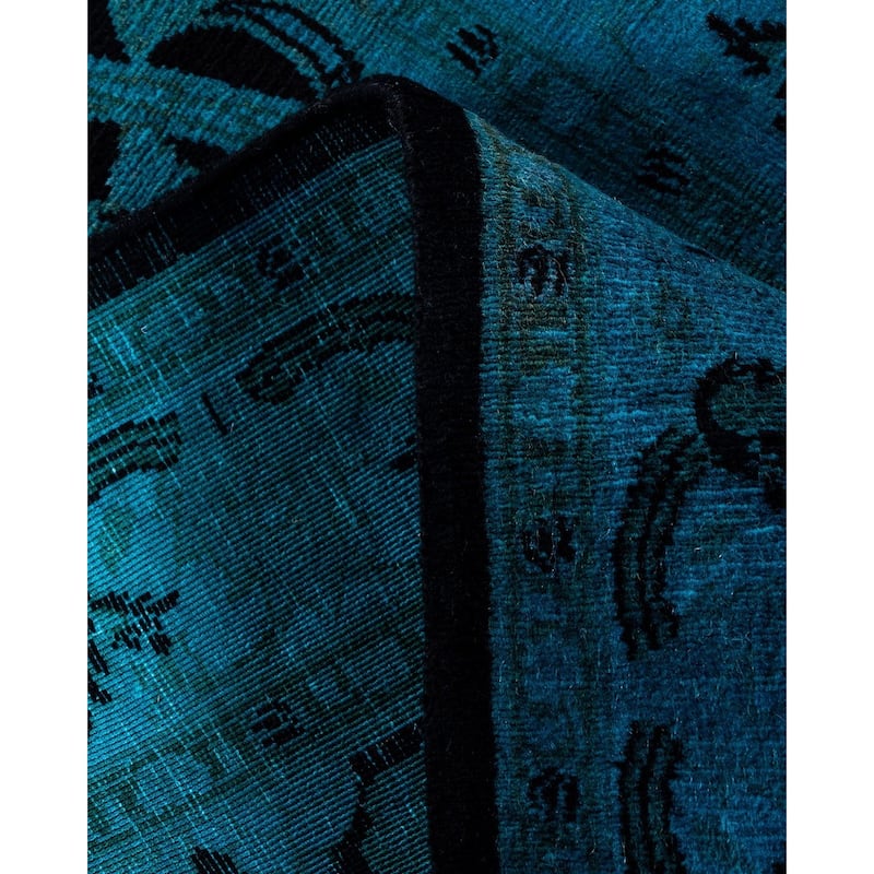 Fine Vibrance, One-of-a-Kind Hand-Knotted Runner Rug - Black, 2' 6" x 9' 10" - 2' 6" x 9' 10"