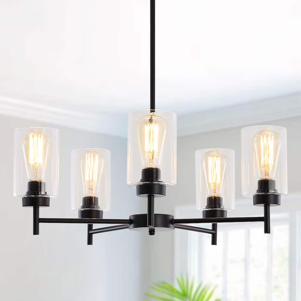 5-Light 5.9"H x 24.3"W Farmhouse Chandelier for Living Room Bedroom
