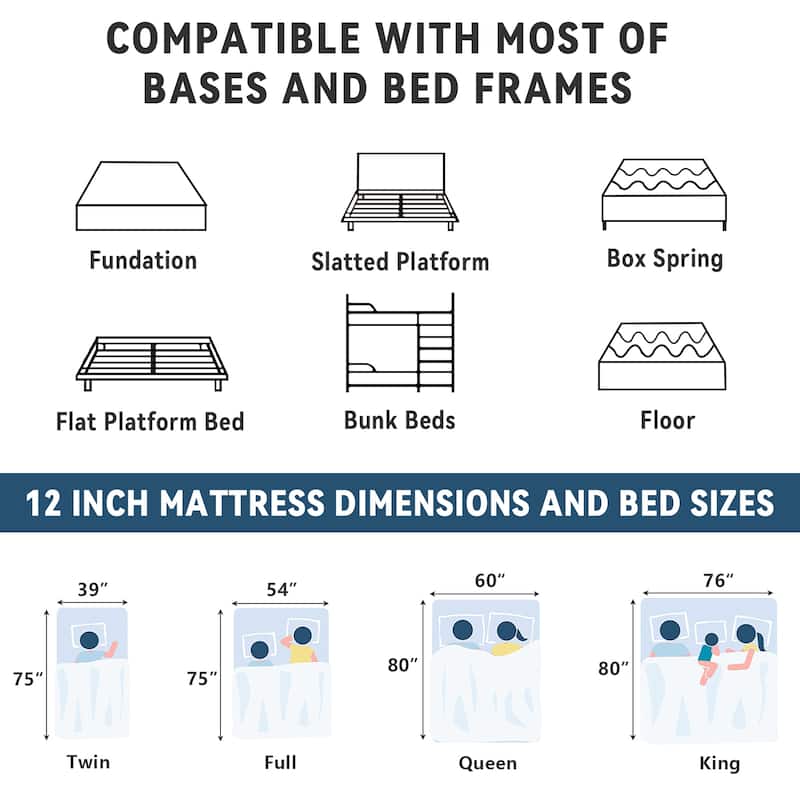 Meyreso 12-inch Hybrid Mattress with Memory Foam Comfort & Individually Wrapped Coils