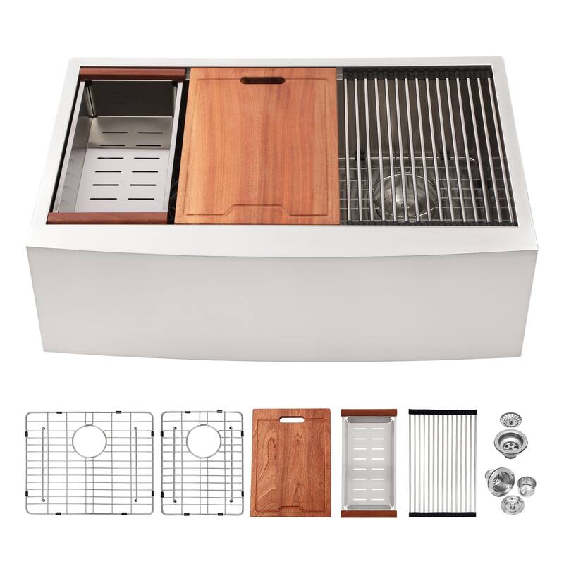 Double Bowl(60/40) Farmhouse Sink Workstation Kitchen Sink