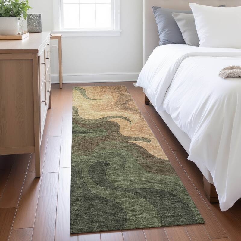 Machine Washable Indoor/ Outdoor Modern Dejuan Chantille Rug