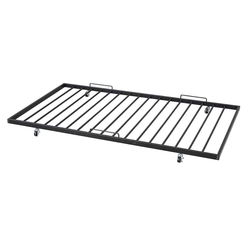 Full Size House Shaped Metal Platform Bed with Trundle