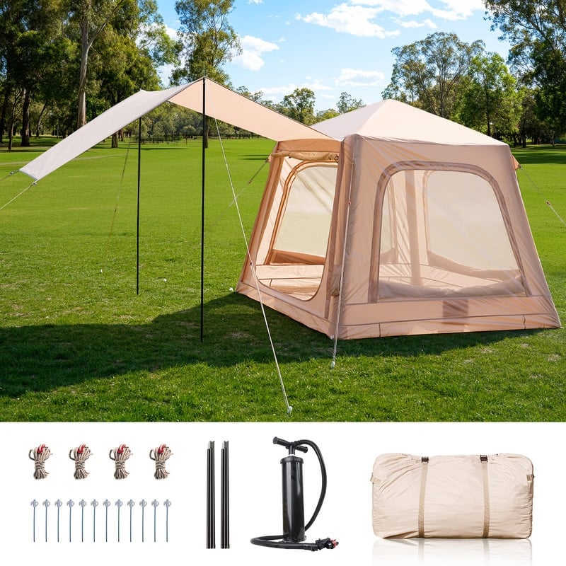 Inflatable Tents for Camping with Hand Pump, Waterproof, 2-4 Person
