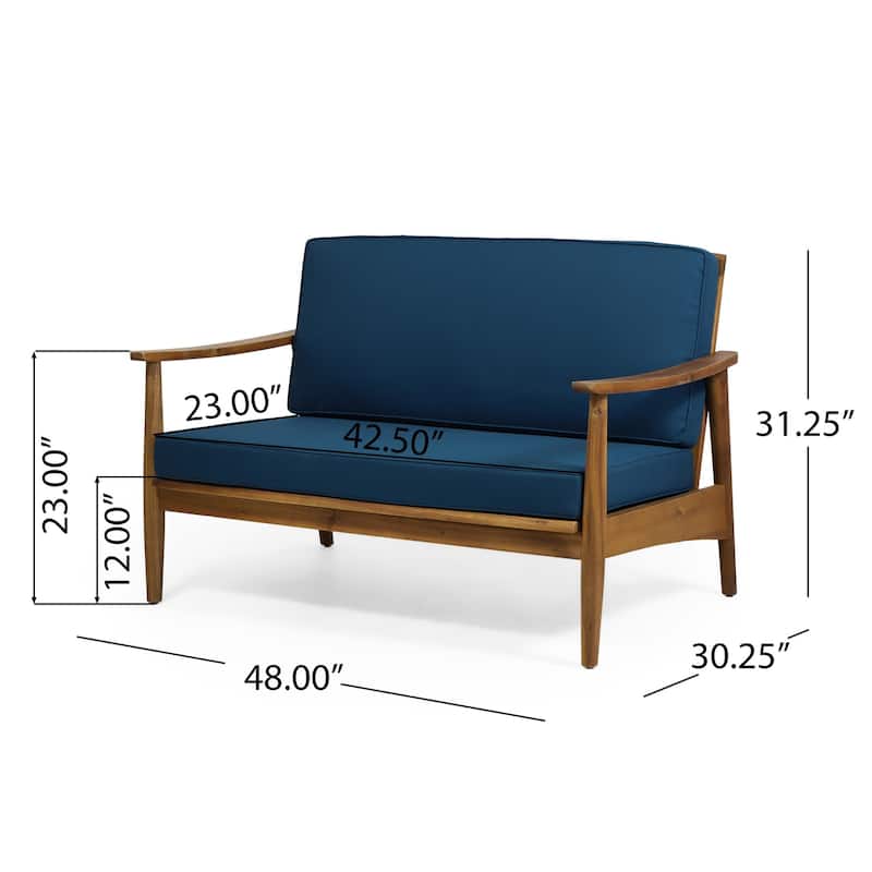 Outdoor Wood Frame Conversation Sofa Set of 2