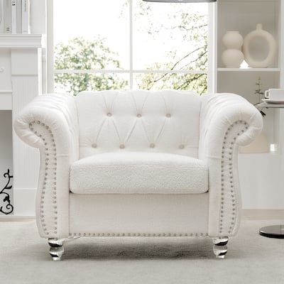 Elegant 1 Seater Chesterfield Sofa with Birch Legs, Perfect for Living Room Comfort and Style